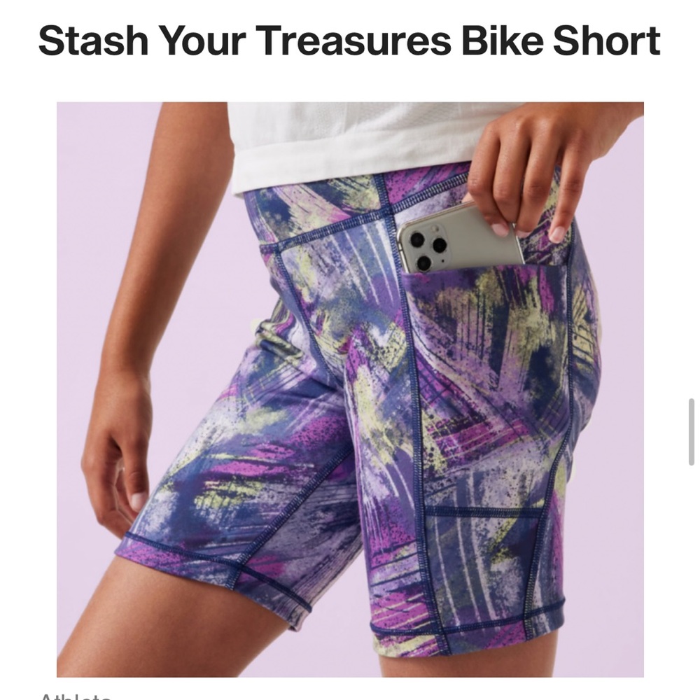 SB STASH YOUR TREASURES BIKE SHORT Athleta Girl + Simone Biles XL /14